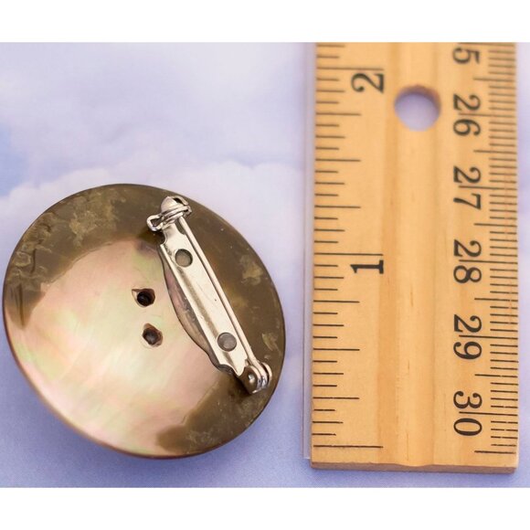 Vintage Mid-century Oval Domed Shield Damascene Brooch - S14 - Picture 2 of 2